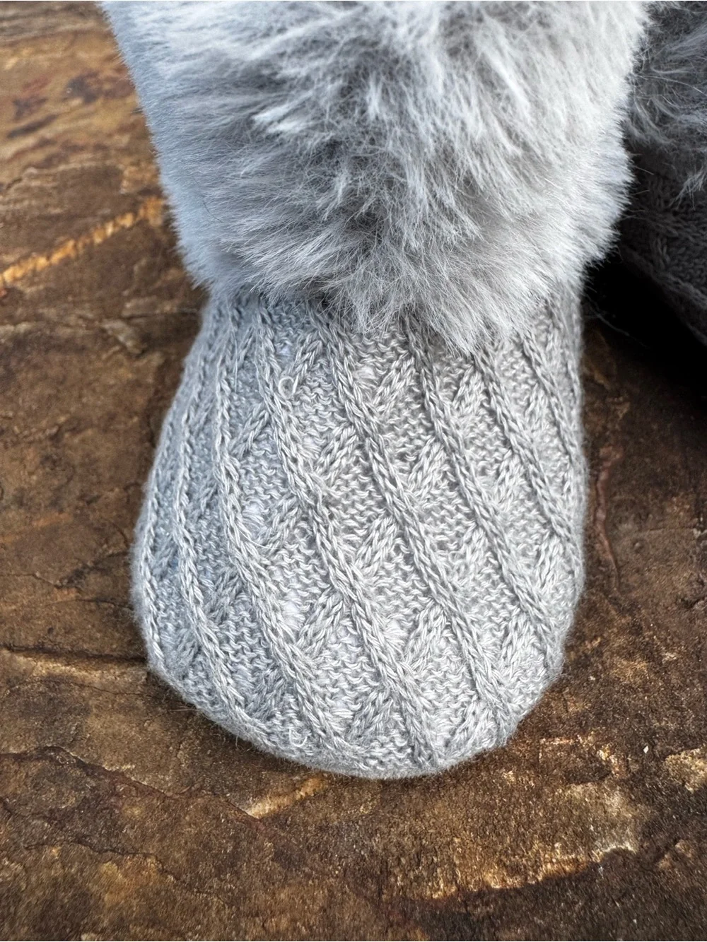 Cozy Gray Faux Fur Knit Baby Booties - Kids Shoes
